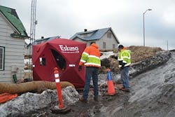 Adding heat to a splice tent. Adding heat to a splice tent.