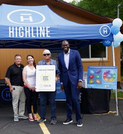 Highline announces its first Smart Rural Community designation to Ford River Township in Delta County with the help of Michigan&rsquo;s Lt. Governor Gilchrist. (Pictured left to right: Bruce Moore, Bethany Leiter, Steve Nelson, and Lt. Governor Garlin Gilchrist.)