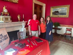 (left to right) Jeremy Przybilla, Kristi Westbrock, CEO/GM, CTC, and Shirley Bloomfield, CEO, NTCA-The Rural Broadband Association, by the demonstration table set up by the Communication Workers of America. (left to right) Jeremy Przybilla, Kristi Westbrock, CEO/GM, CTC, and Shirley Bloomfield, CEO, NTCA-The Rural Broadband Association, by the demonstration table set up by the Communication Workers of America.