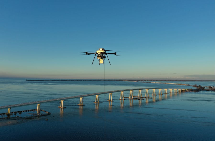 Figure 1. Tethered drone at Punta Rassa providing cellular coverage for Sanibel Island.