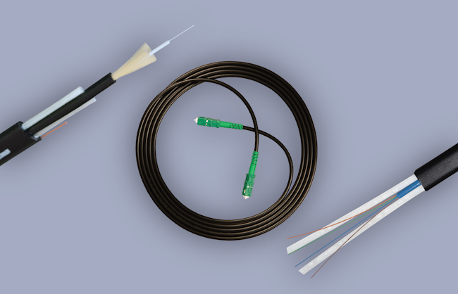 Figure 2. Typical flat and round fiber drop cables.