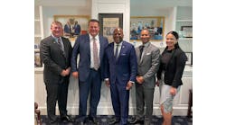 Pictured left to right: Grant Burns, AFL Executive Vice President and General Counsel; Jaxon Lang, AFL President and CEO; Stephen Benjamin, Senior Advisor to the President and Director of the Office of Public Engagement; Darrell Campbell, The Campbell Consulting Group President; Brianna Woodsby, AFL Director of Compliance.