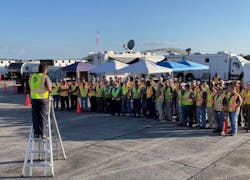 AT&amp;T&rsquo;s Network Disaster Recovery (NDR) team staging to prepare for a hurricane in Ft. Myers, Florida (2022).