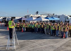 AT&T’s Network Disaster Recovery (NDR) team staging to prepare for a hurricane in Ft. Myers, Florida (2022). AT&T’s Network Disaster Recovery (NDR) team staging to prepare for a hurricane in Ft. Myers, Florida (2022).