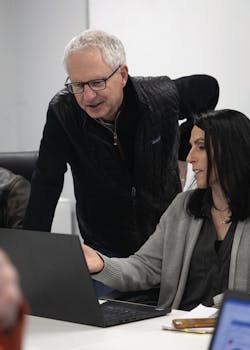 Wynschenk (left) and Samantha Hess (right), Hunter's Director of Finance, review plans for 2024. Wynschenk (left) and Samantha Hess (right), Hunter's Director of Finance, review plans for 2024.