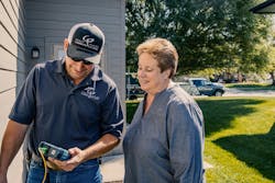 Janelle walks through a customer fiber installation with Jared Tighe, Outside Plant (OSP) Engineering Technician. Janelle walks through a customer fiber installation with Jared Tighe, Outside Plant (OSP) Engineering Technician.