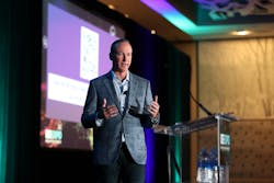 Scott Mispagel, SVP, National Engineering & Operations, Frontier Communications, gave the opening keynote to a standing-room-only audience. Scott Mispagel, SVP, National Engineering & Operations, Frontier Communications, gave the opening keynote to a standing-room-only audience.