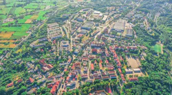 Aerial View Of A Small Town In The Rural Area Of Europe