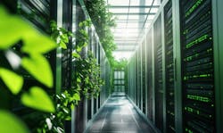 Green Data Center with Lush Vegetation and High-Tech Servers in Modern Environment. AI generated Green Data Center with Lush Vegetation and High-Tech Servers in Modern Environment. AI generated
