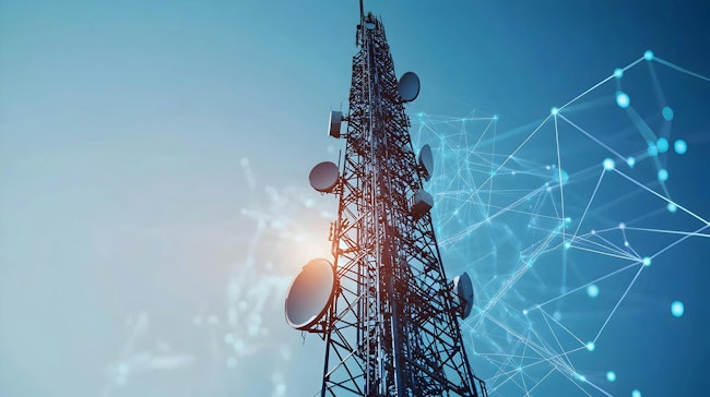 Modern Telecommunications Tower With Network Connections Visualizing Data Transmission And Wireless Connectivity