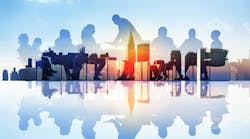 Abstract Image Of Business Meeting In A Cityscape Abstract Image Of Business Meeting In A Cityscape