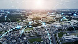 Smart city and communication network concept Smart city and communication network concept