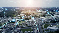 Smart city and communication network concept Smart city and communication network concept