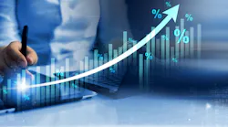 Percentage symbol and growth arrow.
