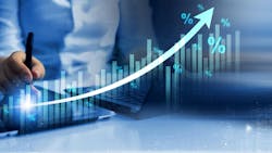 Percentage symbol and growth arrow. Percentage symbol and growth arrow.