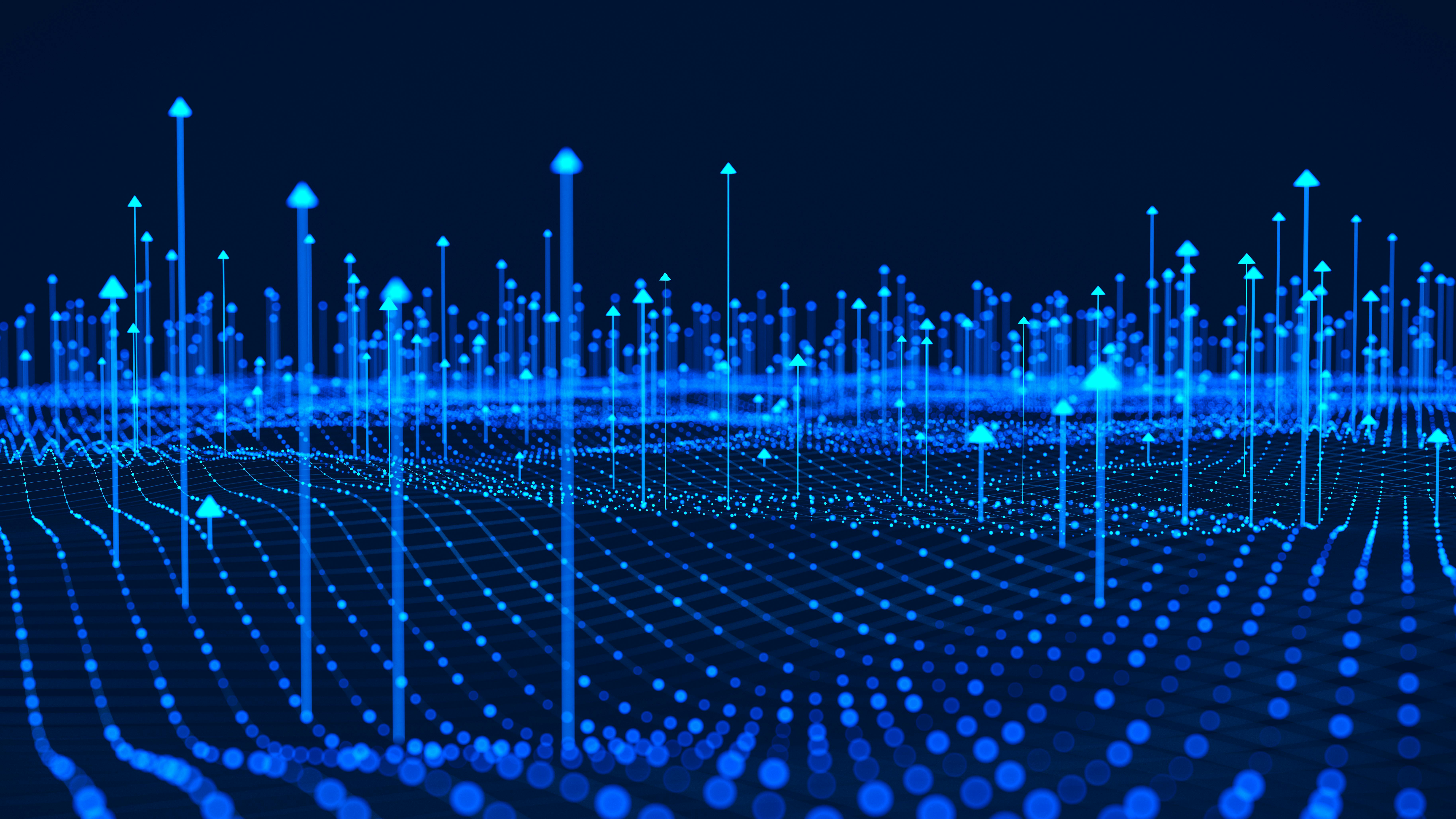 Abstract virtual plane with rising arrows