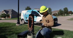 A United Fiber field technician installing high-speed fiber-optic network services. A United Fiber field technician installing high-speed fiber-optic network services.