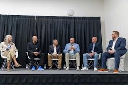 ISE Executive Panel Discussion moderated by Janice Oliva, VP, Event Business Development, Endeavor Business Media. Panelists (left to right): Anis Khemakhem, Chief Marketing Officer, Clearfield; Kevin Czaicki, VP of Broadband Solutions, Millennium; Randall René, Director, Industry Solutions - Telecom, Esri; Michael White, VP of Business Development, TAK Broadband; and Charles Harlow, Vice President, Vitruvi Software. ISE Executive Panel Discussion moderated by Janice Oliva, VP, Event Business Development, Endeavor Business Media. Panelists (left to right): Anis Khemakhem, Chief Marketing Officer, Clearfield; Kevin Czaicki, VP of Broadband Solutions, Millennium; Randall René, Director, Industry Solutions - Telecom, Esri; Michael White, VP of Business Development, TAK Broadband; and Charles Harlow, Vice President, Vitruvi Software.