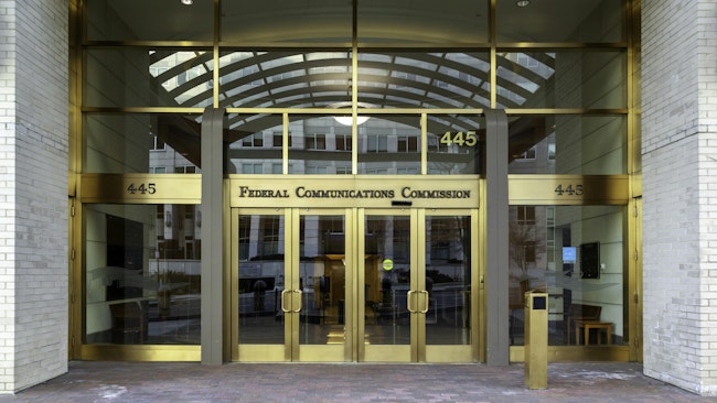 Entrance to Federal Communications Commission in Washington, D.C., USA