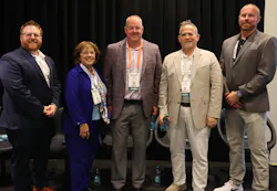 ISE EXPO Executive Panel Discussion with (left to right) Charles Harlow, Vitruvi Software; Cheri Beranek, Clearfield; Steve Harris, UCL Swift; Craig Hugueley, AMT; Will Miller, AFL